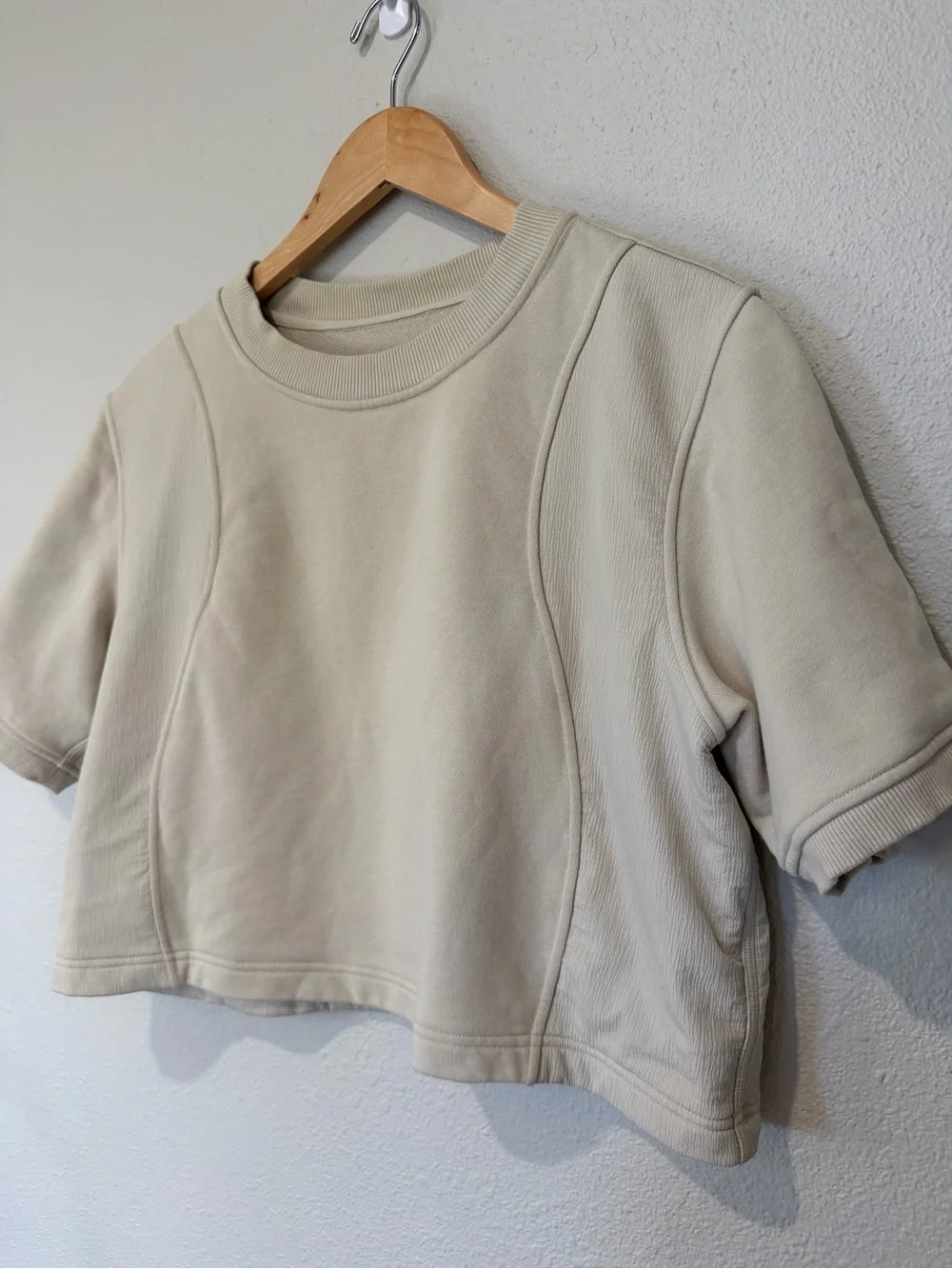 Lululemon Cotton French Terry + Swift Tee Crop in Natural Ivory